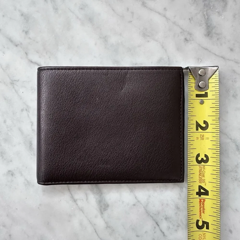 Tumi Dark Brown Leather Bi-Fold Men’s Wallet with Removable ID Card Sleeve